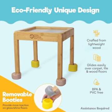 Little Balance Box Push Pull Walker Toy, 2-in-1 No Wheels Spring Feet, Wooden Walker, Girl Boy Toddler Walker with Toddler, Child Activity Table Beige + Booties