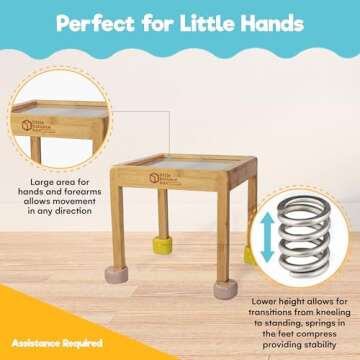 Little Balance Box Push Pull Walker Toy, 2-in-1 No Wheels Spring Feet, Wooden Walker, Girl Boy Toddler Walker with Toddler, Child Activity Table Beige + Booties