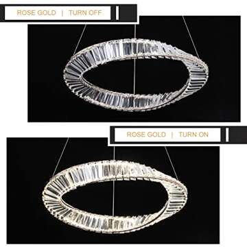 Buccleuch Lighting Over Table for Dining Room Modern Crystal Ring Chandelier Pendant Light Fixture Adjustable Cord for Living Room Kitchen, Rose Gold D23.6 4000K LED Dimmable