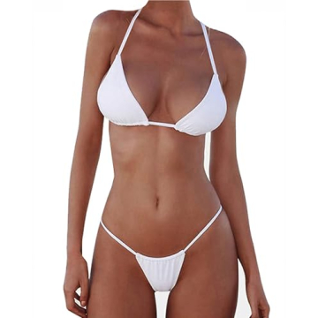XUNYU Women Bikini Set Stylish Solid Two Piece Swimwear