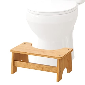 FILWH Toilet Stool for Bathroom Squatting Toilet Stool Poop Stool Bamboo Anti-Slip Toilet Stool Fold...