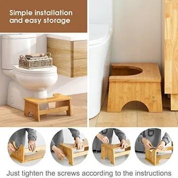 FILWH Bamboo Toilet Stool for Comfortable Bathroom Experience