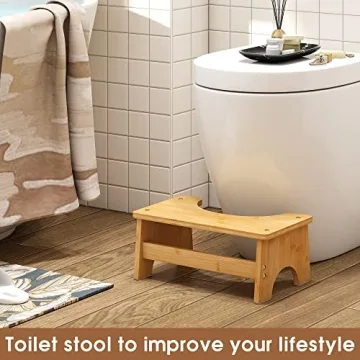 FILWH Bamboo Toilet Stool for Comfortable Bathroom Experience