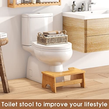 FILWH Bamboo Toilet Stool for Comfortable Bathroom Experience