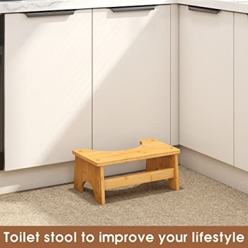 FILWH Bamboo Toilet Stool for Comfortable Bathroom Experience
