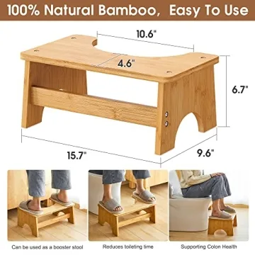 FILWH Bamboo Toilet Stool for Comfortable Bathroom Experience