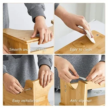 FILWH Bamboo Toilet Stool for Comfortable Bathroom Experience