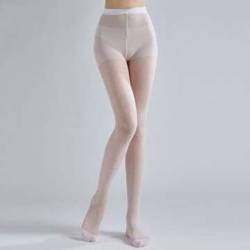 Women’s 15D Sheer Pantyhose Polka Dots Patterned High Waist Ultra Stretchable Footed Tights Plus S...