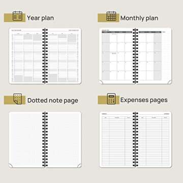 POPRUN Small Planner 2023-2024 (4''x 6.25'') Academic Planner Weekly and Monthly (July 23-June 24) Spiral Planner with Hourly Time Slots, Hard Cover, Wirebound, for Purse, 100 GSM - Light Pink