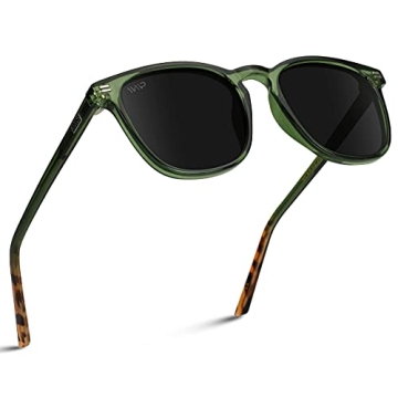 WearMe Pro Polarized Modern Rounded Square Men's Sunglasses - Green Frame/Black Lens