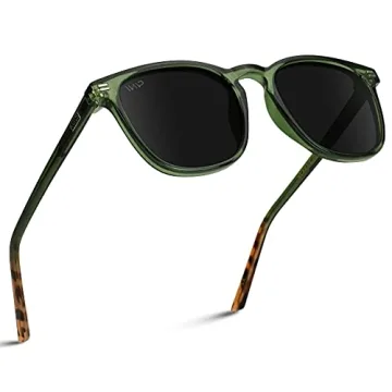 WearMe Pro Polarized Modern Rounded Square Men's Sunglasses - Green Frame/Black Lens