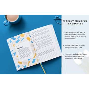 The Calm & Mindful Notebook – Guided Mindfulness and Self Care Journal with Writing Prompts – 252 Hardbound Pages Promote Self Kindness, Meditation, Stress Relief and Gratitude (8.5” x 6”)
