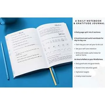 The Calm & Mindful Notebook – Guided Mindfulness and Self Care Journal with Writing Prompts – 252 Hardbound Pages Promote Self Kindness, Meditation, Stress Relief and Gratitude (8.5” x 6”)