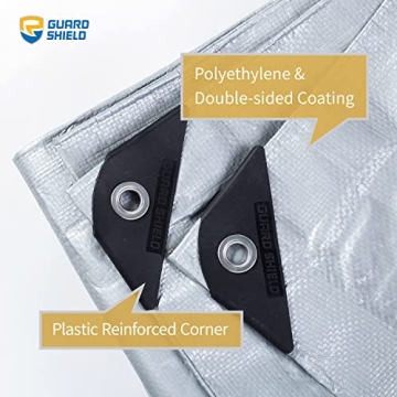 GUARD SHIELD Silver Tarp Waterproof 10x12 Feet - Durable All Purpose Poly Tarp Cover