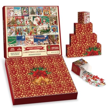 Christmas Advent Calendar Puzzle 1000 Piece Jigsaw for Adults - Holiday Fun!