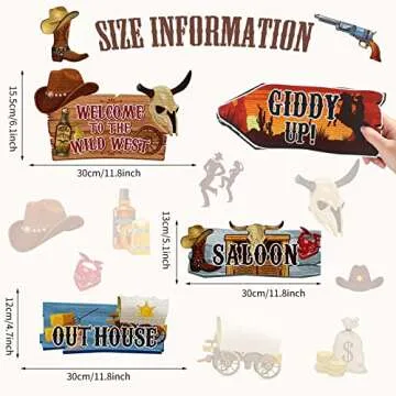 Faccito 24 Pcs Western Party Directional Sign Yard Cowboy Rodeo Theme Cutouts Wild West Welcome Sign...