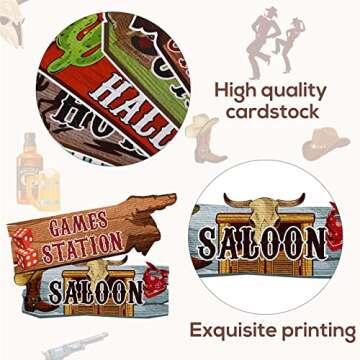 Faccito 24 Pcs Western Party Directional Sign Yard Cowboy Rodeo Theme Cutouts Wild West Welcome Sign Decor for Western Birthday Photo Props Backdrop Wall Party Decorations(null)