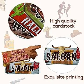 Faccito 24 Pcs Western Party Directional Sign Yard Cowboy Rodeo Theme Cutouts Wild West Welcome Sign Decor for Western Birthday Photo Props Backdrop Wall Party Decorations(null)