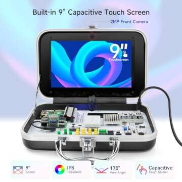 ELECROW for Raspberry Pi 5 8GB Kit, with Pi 5 8GB Single Board Computer, Crowpi Pi 5 Case Kit with 9inch Display, Compatible with Raspberry Pi 5 Learning Programming Kit with Sensors (8GB RAM)