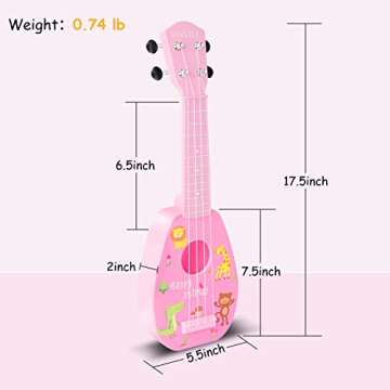 YOLOPARK 17" Kids Toy Guitar for Girls Boys, Mini Toddler Ukulele Guitar with 4 Strings Keep Tones Can Play for 3, 4, 5, 6, 7 Year Old Kids Musical Instruments Educational Toys for Beginner (Pink)