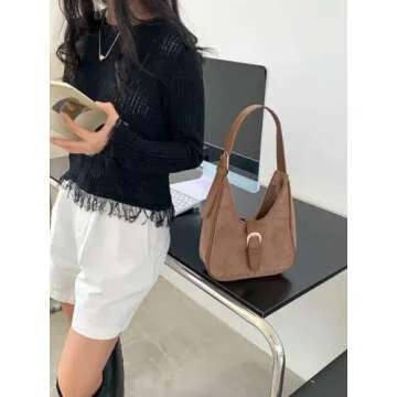 Retro Suede Shoulder Bag For Women Underarm Bag Winter Women's Hobo Bag Purse Tote Bag Commuter Handbag