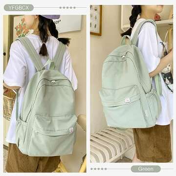 YFGBCX Cute Aesthetic Backpack for Women Solid Color Backpack Lightweight Classic Backpack for Women...