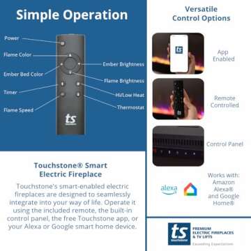 Touchstone Sideline Electric Fireplace - Smart Home Ready
