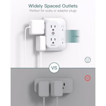 2-Pack Surge Protector Outlet Extender, Outlet Splitter, 6 AC Multi Plug Wall Outlet, Outlet Adapter with 1800J, Plug Extension Outlet for Home Office Dorm Room