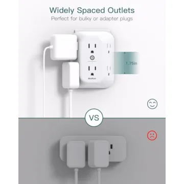 2-Pack Surge Protector Outlet Extender, Outlet Splitter, 6 AC Multi Plug Wall Outlet, Outlet Adapter with 1800J, Plug Extension Outlet for Home Office Dorm Room
