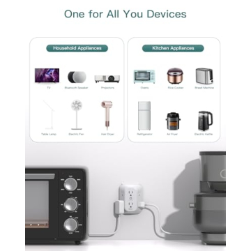 2-Pack Surge Protector Outlet Extender, Outlet Splitter, 6 AC Multi Plug Wall Outlet, Outlet Adapter with 1800J, Plug Extension Outlet for Home Office Dorm Room