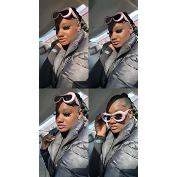 FEISEDY Oversized Inflated Oval Sunglasses for Women Men Fashion Thick Frame Y2K Glasses Funny Aesthetic Shades B9088 (Pink, 60MM)