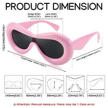 FEISEDY Oversized Inflated Oval Sunglasses for Trendy Style