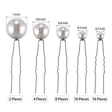 40 Packs Pearl Hair Pins Bridal Wedding White Pearl Hair Accessories Bobby Clips for Brides and Bridesmaids(Mix Size)