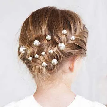 40 Packs Pearl Hair Pins Bridal Wedding White Pearl Hair Accessories Bobby Clips for Brides and Bridesmaids(Mix Size)