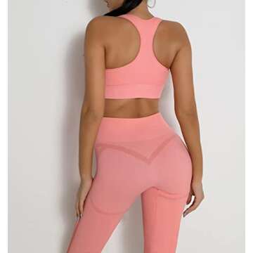 DADAB Workout Sets Two Piece Outfits for Women Clothes Gym Yoga Seamless Racerback Sports Bra Tank Tops with Biker Shorts