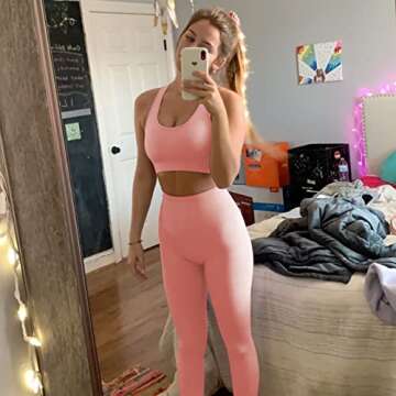 DADAB Workout Sets Two Piece Outfits for Women Clothes Gym Yoga Seamless Racerback Sports Bra Tank Tops with Biker Shorts