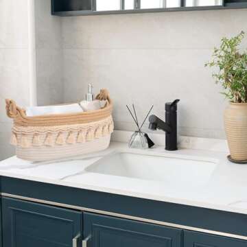 Woven Baskets for Organizing with Decorative Handles