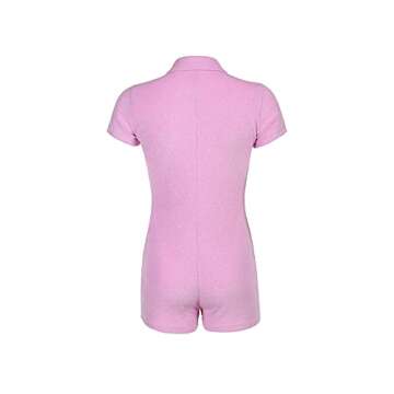 LYANER Women's Pink Collar Bodysuit Romper for Casual Chic