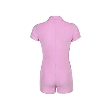 LYANER Women's Pink Collar Bodysuit Romper for Casual Chic