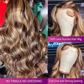 28 Inch 13x6 Ombre Lace Front Wigs Human Hair #4/27 Body Wave Highlight Lace Front Wig Human Hair Honey Blonde 13x6 HD Lace Front Wigs with Baby Hair 180% Density Colored Human Hair Wig for Women