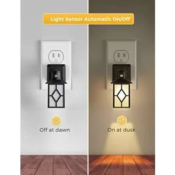 LOHAS LED Night Light, 2 Pack Night Light Plug in, Dusk-to-Dawn, Soft White 3000K, Rustic Wall Night Light, Adjustable Brightness(30/60LM), Sleep Nightlight, Home Décor for Nursery Bedroom Hallway