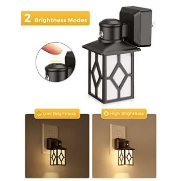 LOHAS LED Night Light, 2 Pack Night Light Plug in, Dusk-to-Dawn, Soft White 3000K, Rustic Wall Night Light, Adjustable Brightness(30/60LM), Sleep Nightlight, Home Décor for Nursery Bedroom Hallway