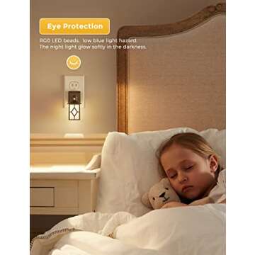 LOHAS LED Night Light, 2 Pack Night Light Plug in, Dusk-to-Dawn, Soft White 3000K, Rustic Wall Night Light, Adjustable Brightness(30/60LM), Sleep Nightlight, Home Décor for Nursery Bedroom Hallway