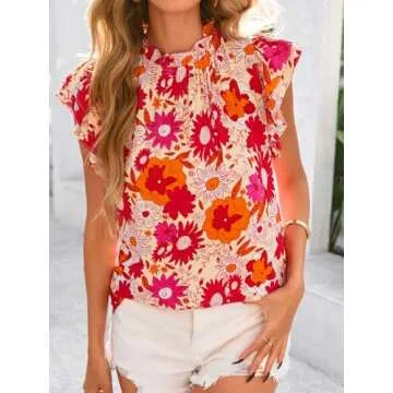 Stylish Summer Ruffle Tops for Women in Floral Designs