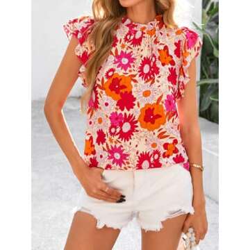 Stylish Summer Ruffle Tops for Women in Floral Designs