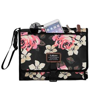 Srotek Portable Baby Changing Pad Lightweight Floral Diaper Clutch with Strap for Mom,Peony