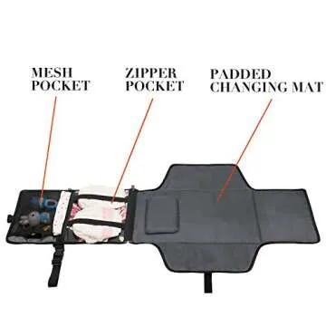 Srotek Portable Baby Changing Pad Lightweight Floral Diaper Clutch with Strap for Mom,Peony