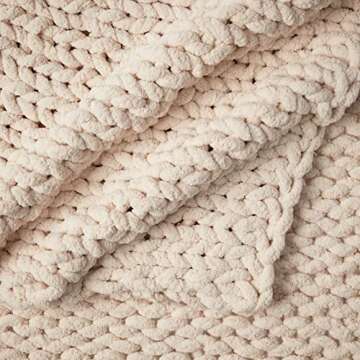 Casaphoria Luxury Chunky Knit Throw Blanket-Large Cable Knitted Soft Cozy Polyester Chenille Bulky B...