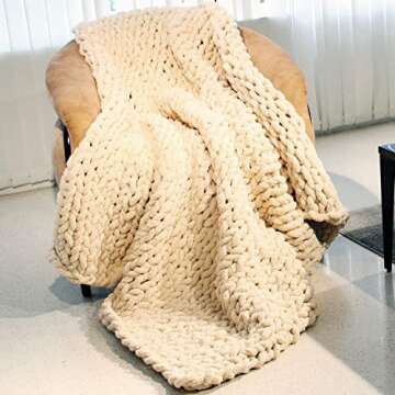 Luxury Chunky Knit Throw Blanket 50x60 Chic Comfort