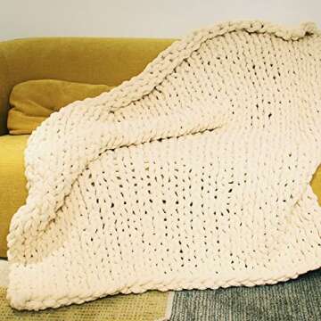 Luxury Chunky Knit Throw Blanket 50x60 Chic Comfort